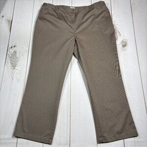 L.L. Bean Dark Khaki Classic Fit Pants Women's 22W Plus Elastic Work Office